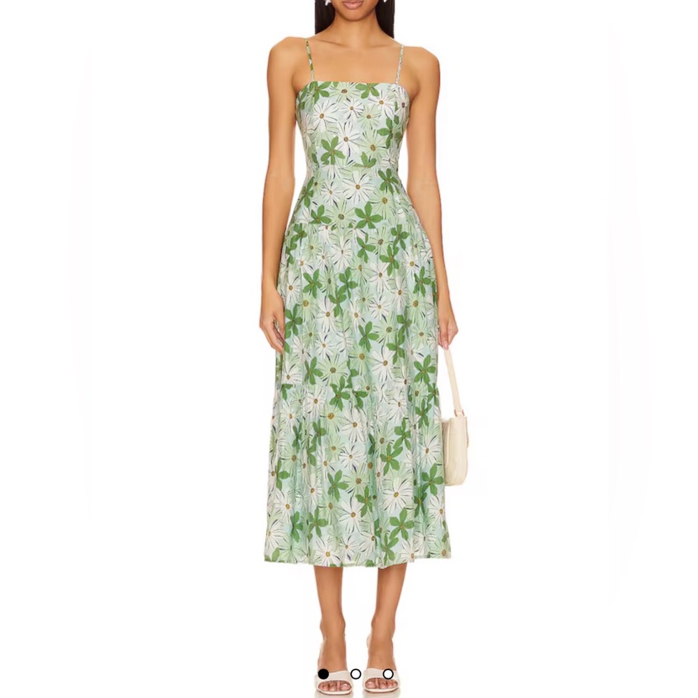 MINKPINK Margaux Dress in Green & White Floral- Size Small
